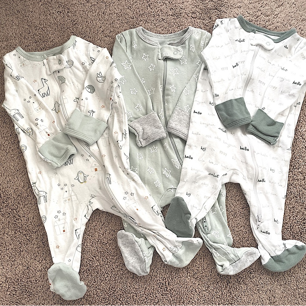 Baby boy footed sleepers